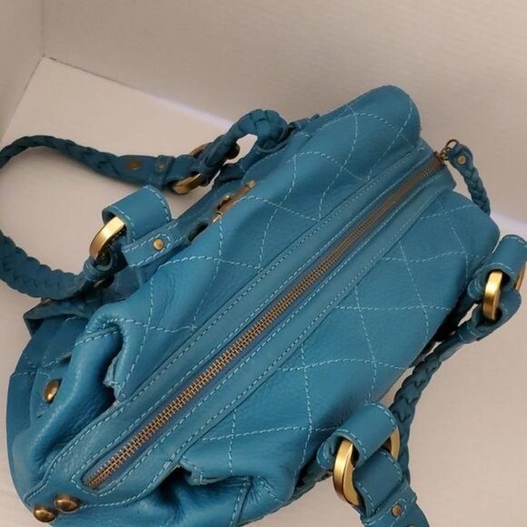 Isabella Fiore Teal Leather Shoulder Bag Satchel Handbag Purse WOMEN'S WOMAN'S - Picture 9 of 14